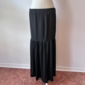 Prairie Ruffle Tiered Maxi Skirt Goth Boho Indie Womens 0XL Black